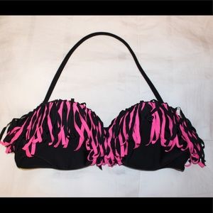 Pink & back fringe bikini top